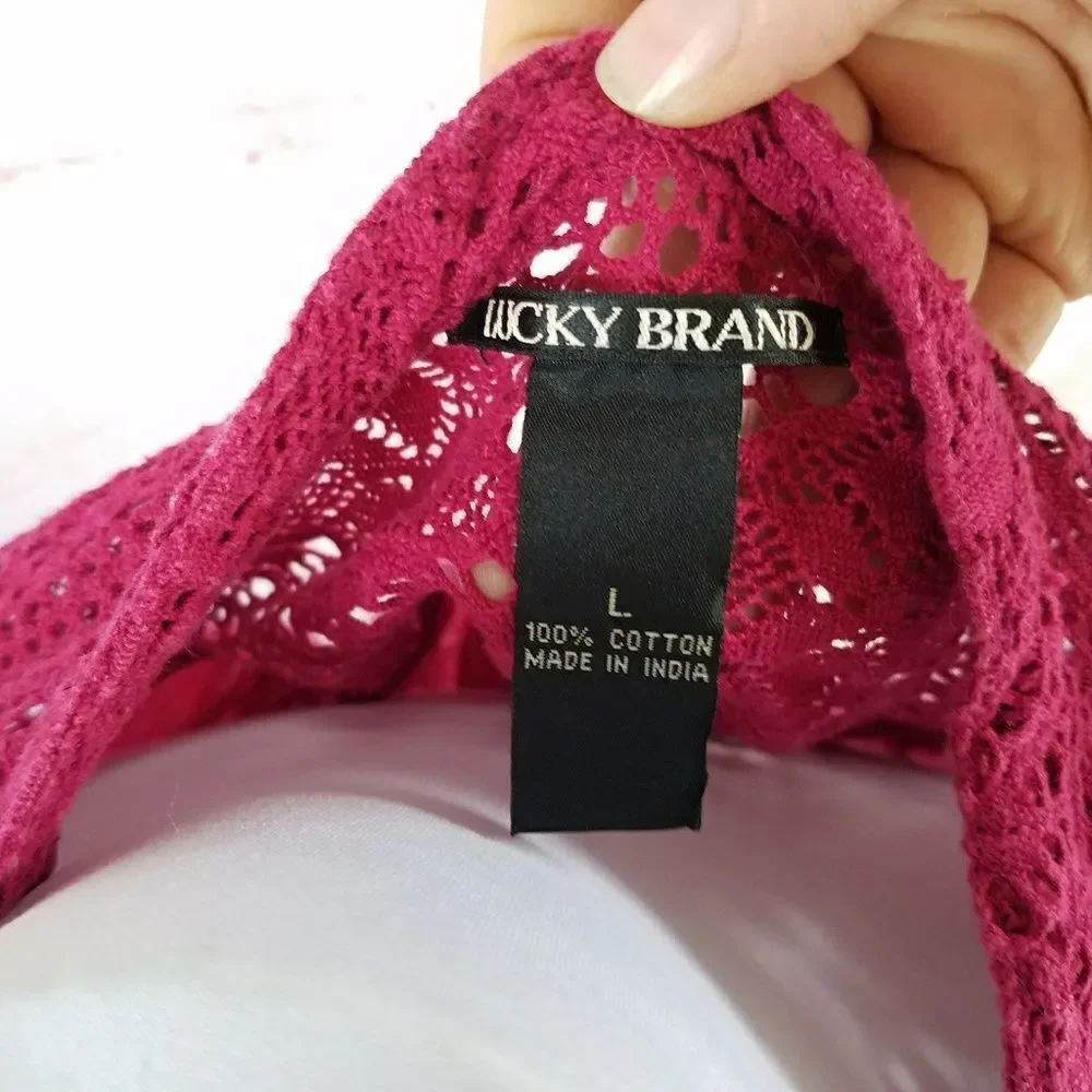 3/$25 Lucky Brand dark pink boho flowy top large